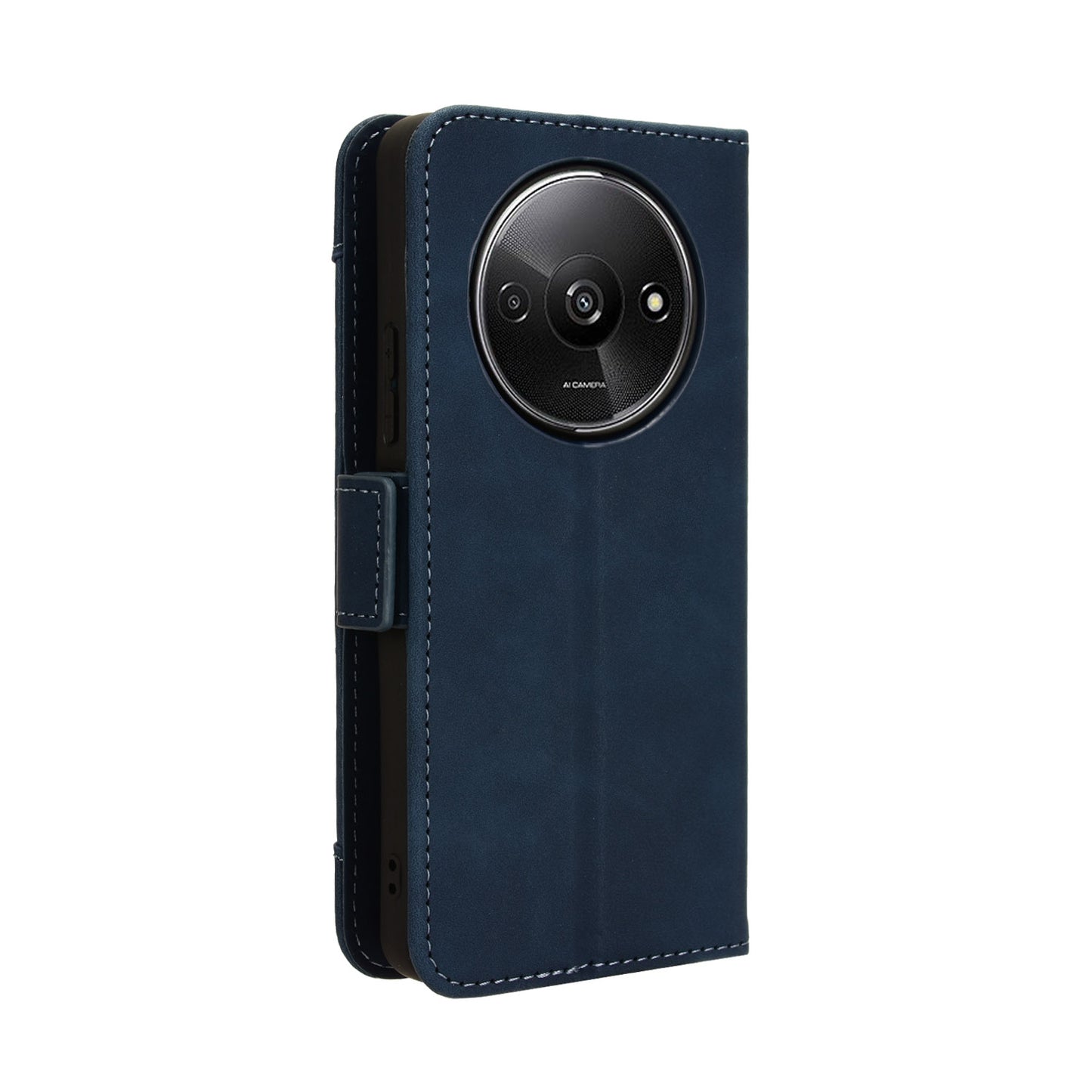 Xiaomi Poco C61 Skin Feel PU Leather Wallet Phone Case with Card Slots, Cash Pocket, Magnetic Closure, Built-In Stand, Full Protection TPU Cover