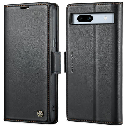 Google Pixel 7a Litchi Texture RFID Anti-theft Leather Phone Case with Butterfly Buckle, Stand & Card Wallet with TPU Shell