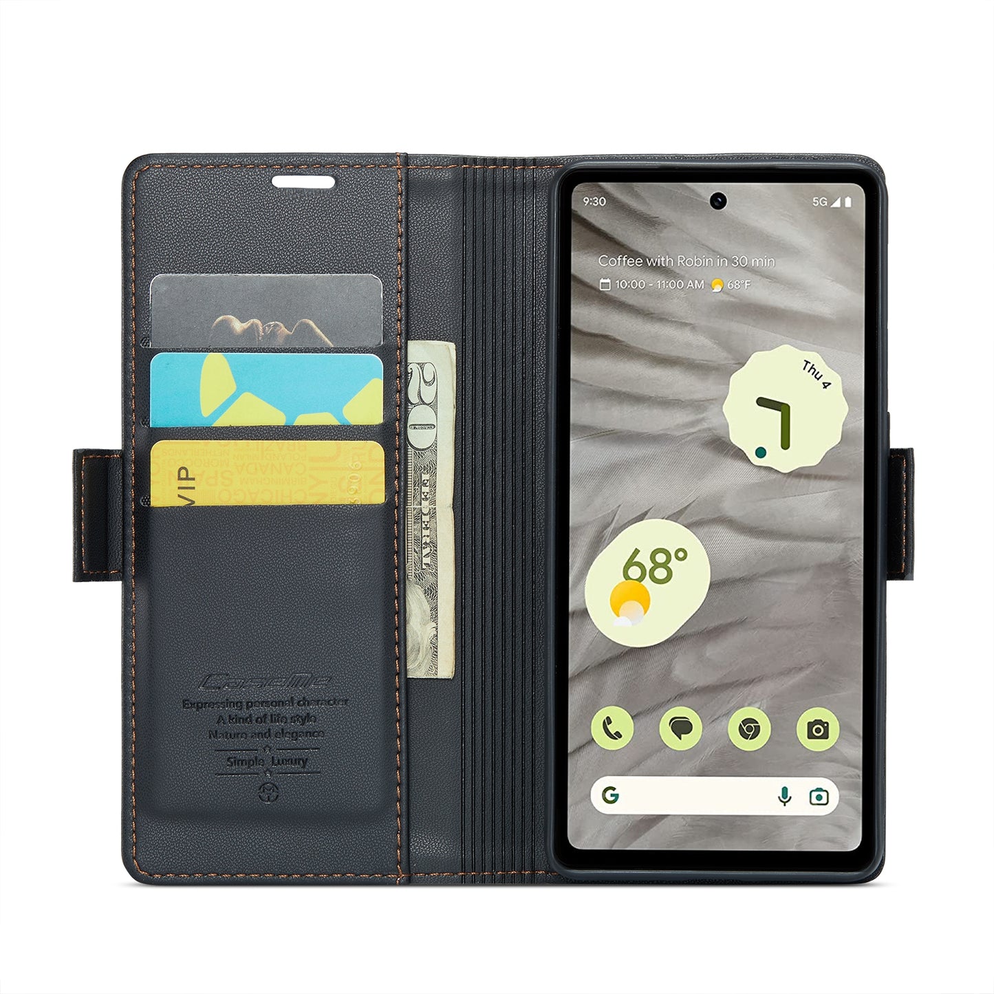 Google Pixel 7a Litchi Texture RFID Anti-theft Leather Phone Case with Butterfly Buckle, Stand & Card Wallet with TPU Shell