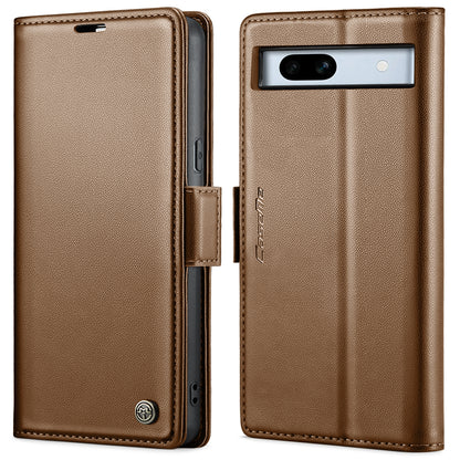 Google Pixel 7a Litchi Texture RFID Anti-theft Leather Phone Case with Butterfly Buckle, Stand & Card Wallet with TPU Shell