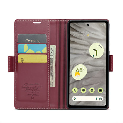 Google Pixel 7a Litchi Texture RFID Anti-theft Leather Phone Case with Butterfly Buckle, Stand & Card Wallet with TPU Shell