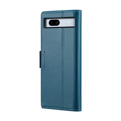 Google Pixel 7a Litchi Texture RFID Anti-theft Leather Phone Case with Butterfly Buckle, Stand & Card Wallet with TPU Shell