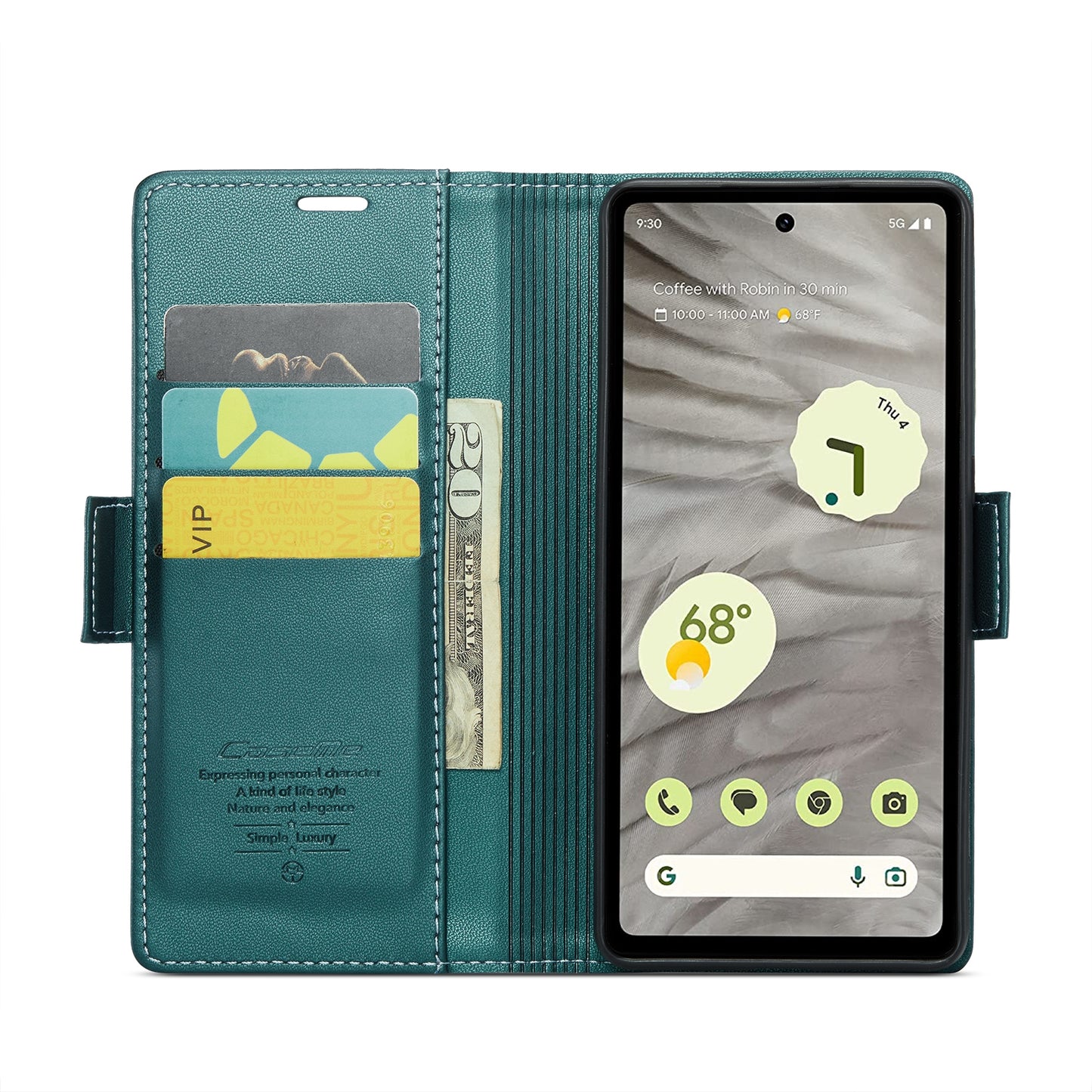 Google Pixel 7a Litchi Texture RFID Anti-theft Leather Phone Case with Butterfly Buckle, Stand & Card Wallet with TPU Shell