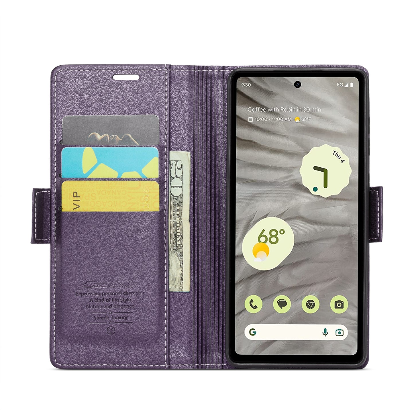 Google Pixel 7a Litchi Texture RFID Anti-theft Leather Phone Case with Butterfly Buckle, Stand & Card Wallet with TPU Shell