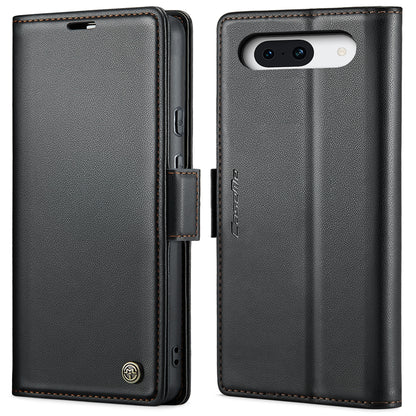 Google Pixel 8a Litchi Texture RFID Anti-theft Leather Phone Case with Butterfly Buckle, Stand & Card Wallet with TPU Shell
