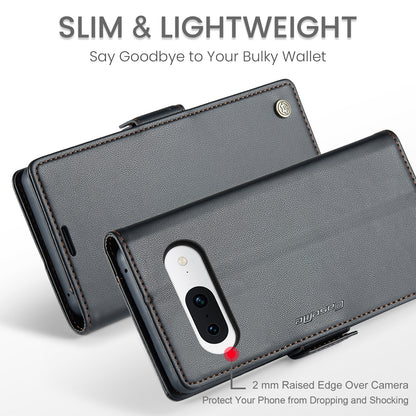Google Pixel 8a Litchi Texture RFID Anti-theft Leather Phone Case with Butterfly Buckle, Stand & Card Wallet with TPU Shell