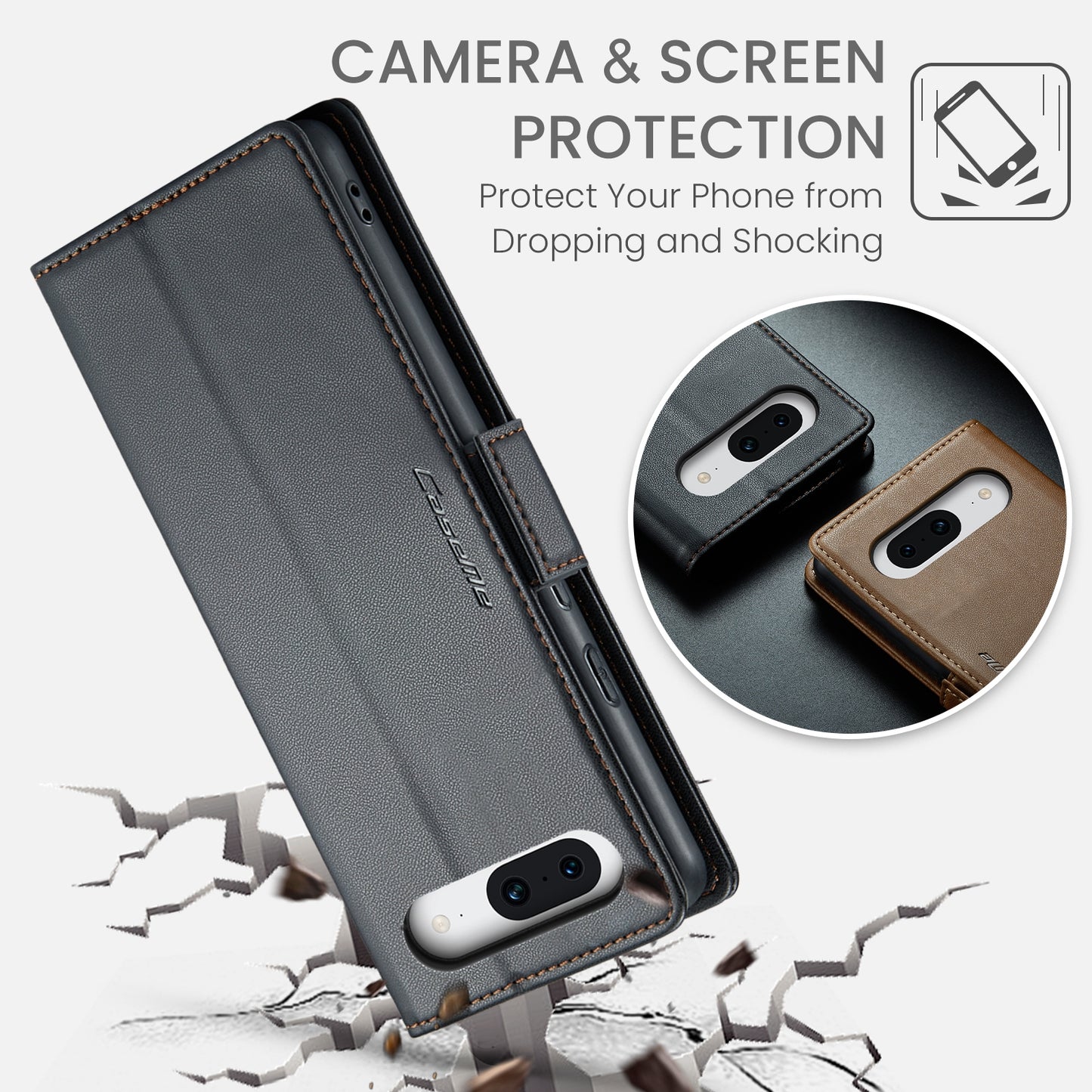 Google Pixel 8a Litchi Texture RFID Anti-theft Leather Phone Case with Butterfly Buckle, Stand & Card Wallet with TPU Shell