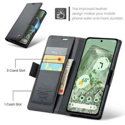 Google Pixel 8a Litchi Texture RFID Anti-theft Leather Phone Case with Butterfly Buckle, Stand & Card Wallet with TPU Shell