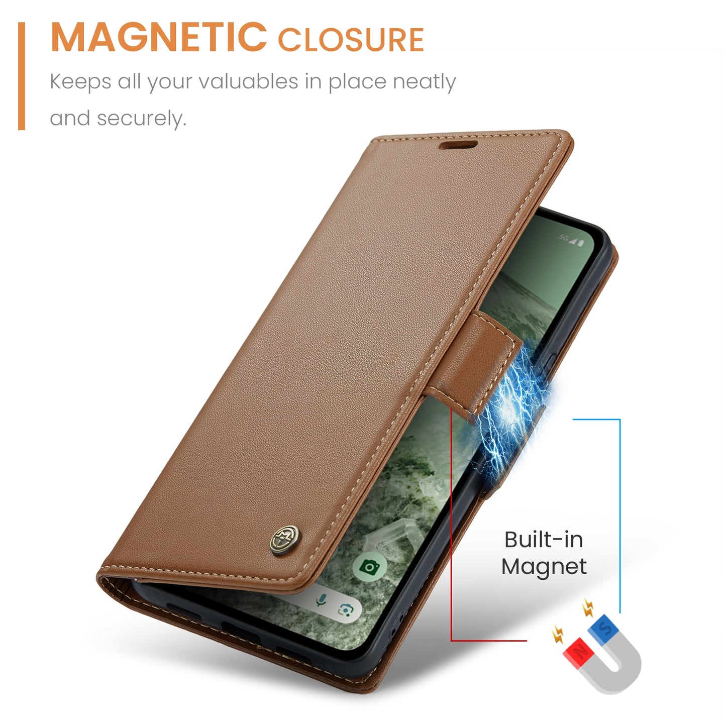 Google Pixel 8a Litchi Texture RFID Anti-theft Leather Phone Case with Butterfly Buckle, Stand & Card Wallet with TPU Shell
