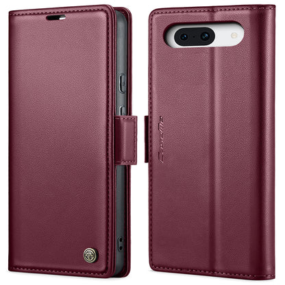 Google Pixel 8a Litchi Texture RFID Anti-theft Leather Phone Case with Butterfly Buckle, Stand & Card Wallet with TPU Shell