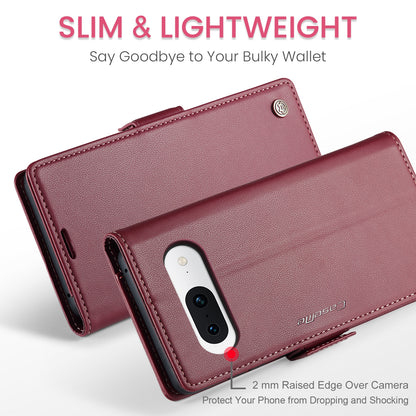 Google Pixel 8a Litchi Texture RFID Anti-theft Leather Phone Case with Butterfly Buckle, Stand & Card Wallet with TPU Shell