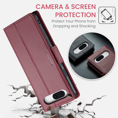 Google Pixel 8a Litchi Texture RFID Anti-theft Leather Phone Case with Butterfly Buckle, Stand & Card Wallet with TPU Shell