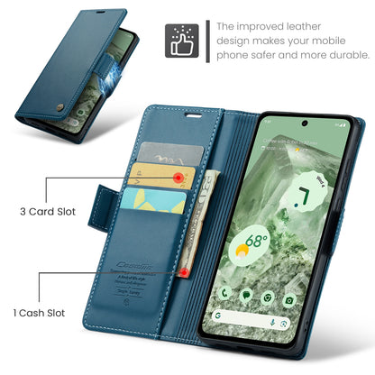 Google Pixel 8a Litchi Texture RFID Anti-theft Leather Phone Case with Butterfly Buckle, Stand & Card Wallet with TPU Shell