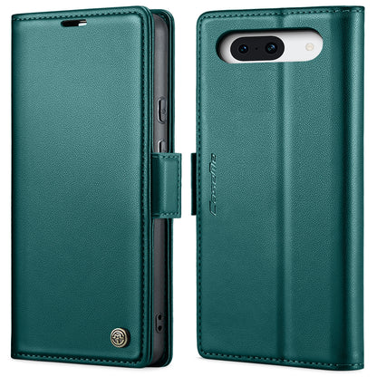 Google Pixel 8a Litchi Texture RFID Anti-theft Leather Phone Case with Butterfly Buckle, Stand & Card Wallet with TPU Shell