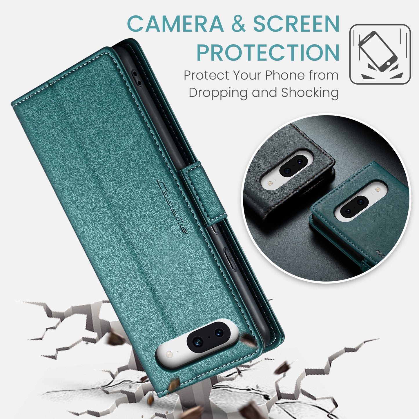 Google Pixel 8a Litchi Texture RFID Anti-theft Leather Phone Case with Butterfly Buckle, Stand & Card Wallet with TPU Shell