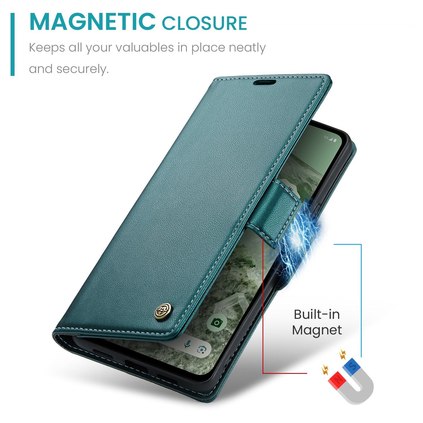 Google Pixel 8a Litchi Texture RFID Anti-theft Leather Phone Case with Butterfly Buckle, Stand & Card Wallet with TPU Shell