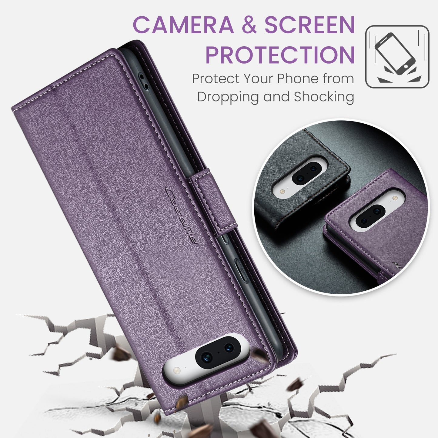 Google Pixel 8a Litchi Texture RFID Anti-theft Leather Phone Case with Butterfly Buckle, Stand & Card Wallet with TPU Shell