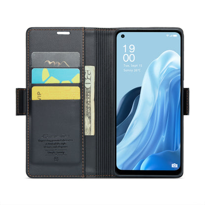 OPPO F21 Pro 4G Litchi Texture RFID Anti-theft Leather Phone Case with Butterfly Buckle, Stand & Card Wallet with TPU Shell