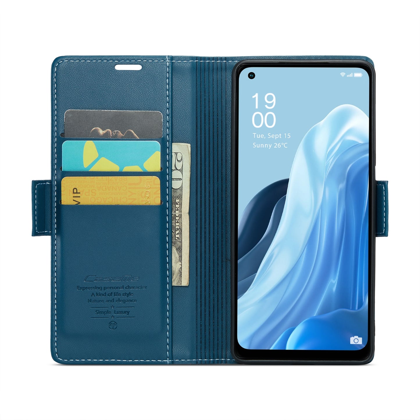 OPPO F21 Pro 4G Litchi Texture RFID Anti-theft Leather Phone Case with Butterfly Buckle, Stand & Card Wallet with TPU Shell