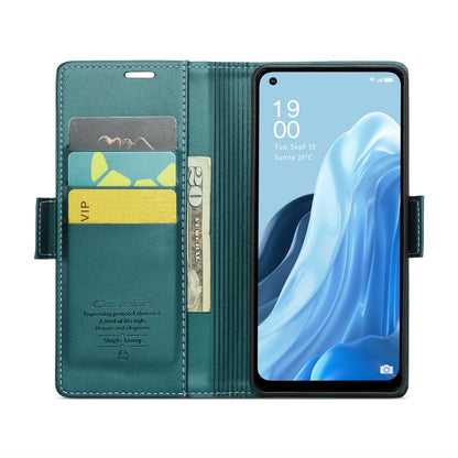 OPPO F21 Pro 4G Litchi Texture RFID Anti-theft Leather Phone Case with Butterfly Buckle, Stand & Card Wallet with TPU Shell