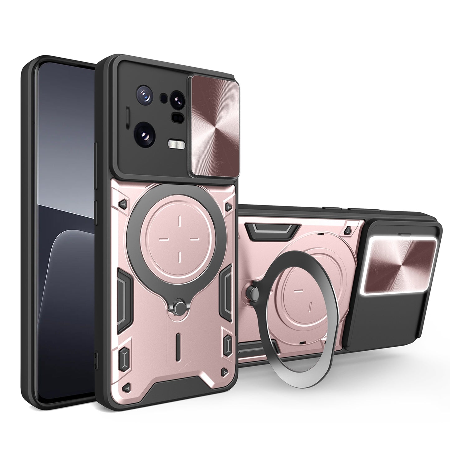 Xiaomi 13 Pro Magnetic Holder CD Texture Sliding Camshield Phone Case, TPU PC Shockproof Cover