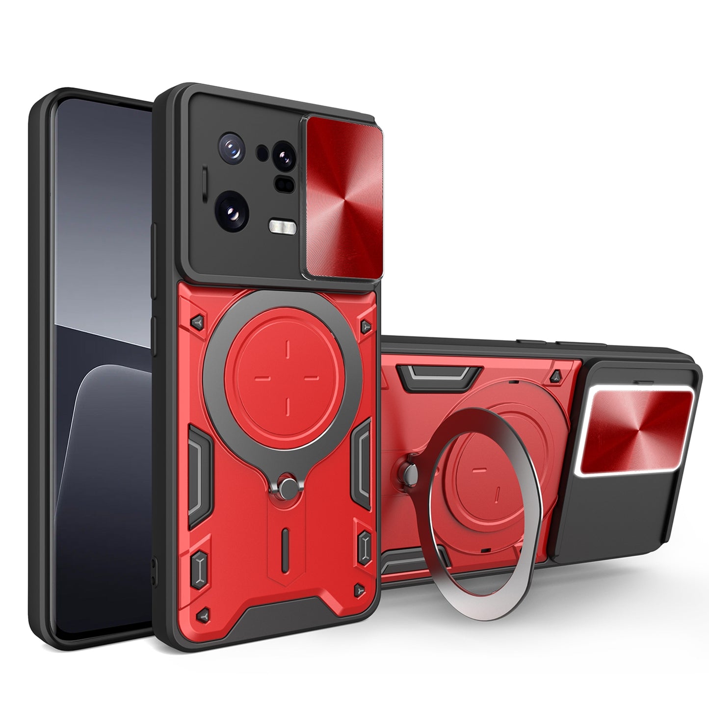Xiaomi 13 Pro Magnetic Holder CD Texture Sliding Camshield Phone Case, TPU PC Shockproof Cover