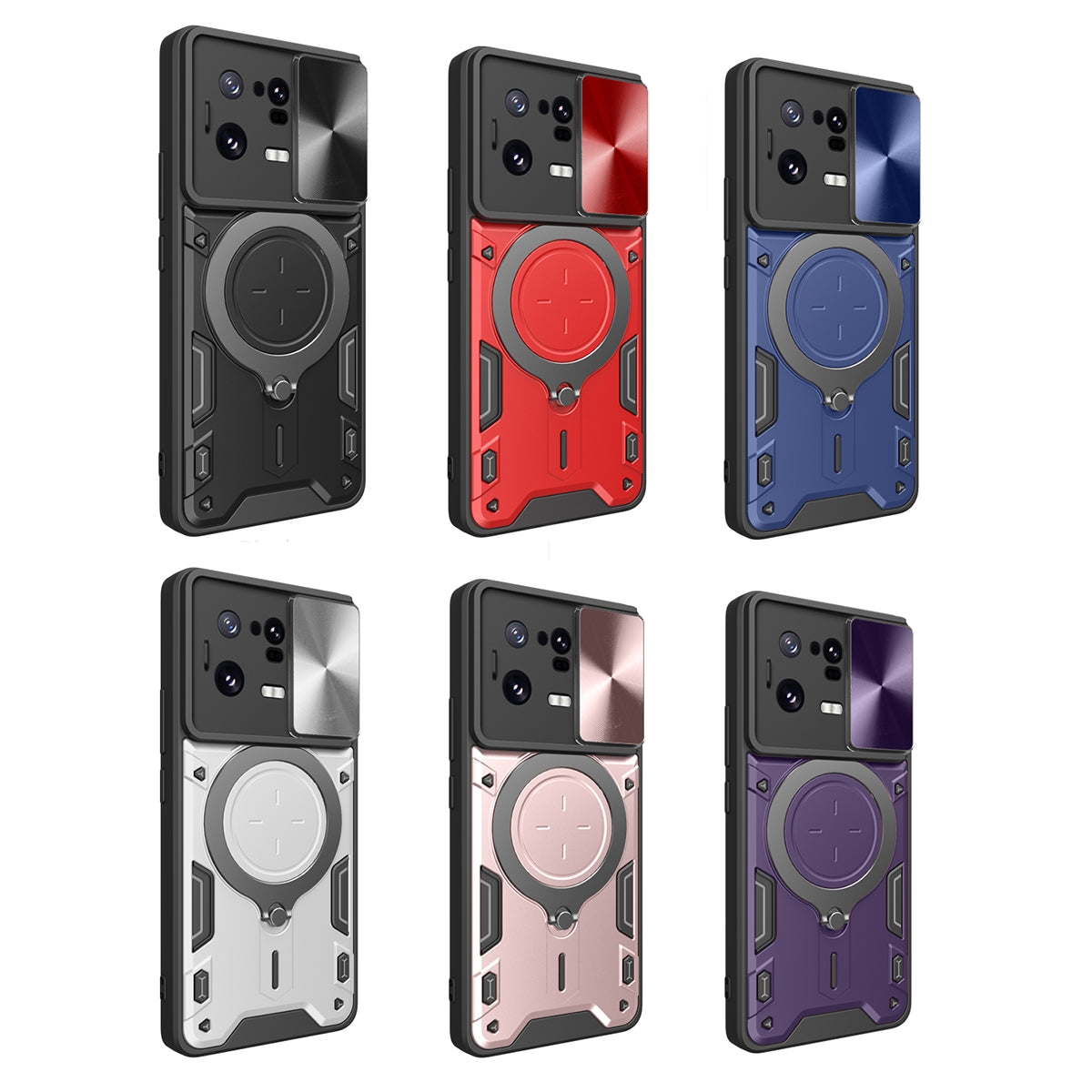 Xiaomi 13 Pro Magnetic Holder CD Texture Sliding Camshield Phone Case, TPU PC Shockproof Cover
