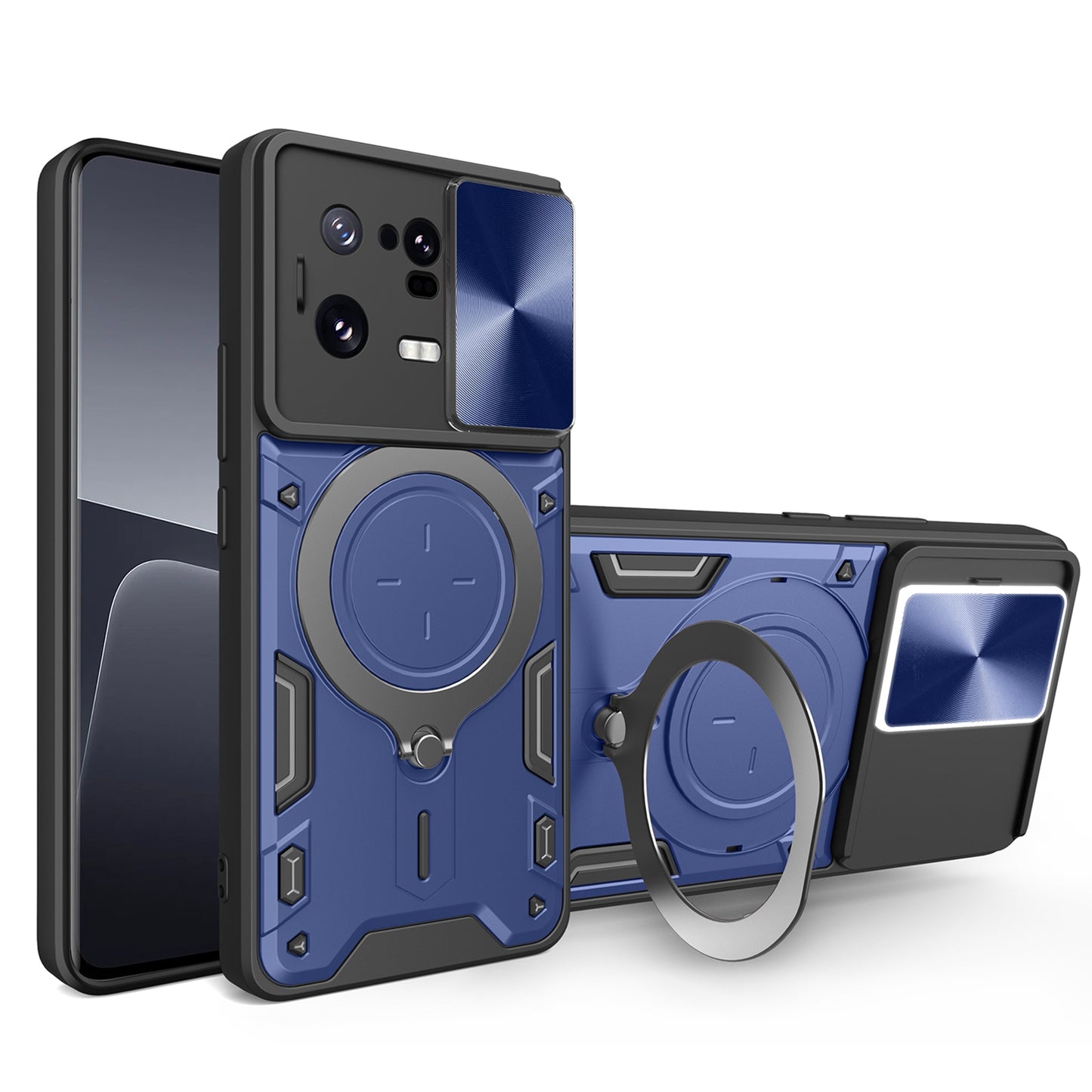 Xiaomi 13 Pro Magnetic Holder CD Texture Sliding Camshield Phone Case, TPU PC Shockproof Cover