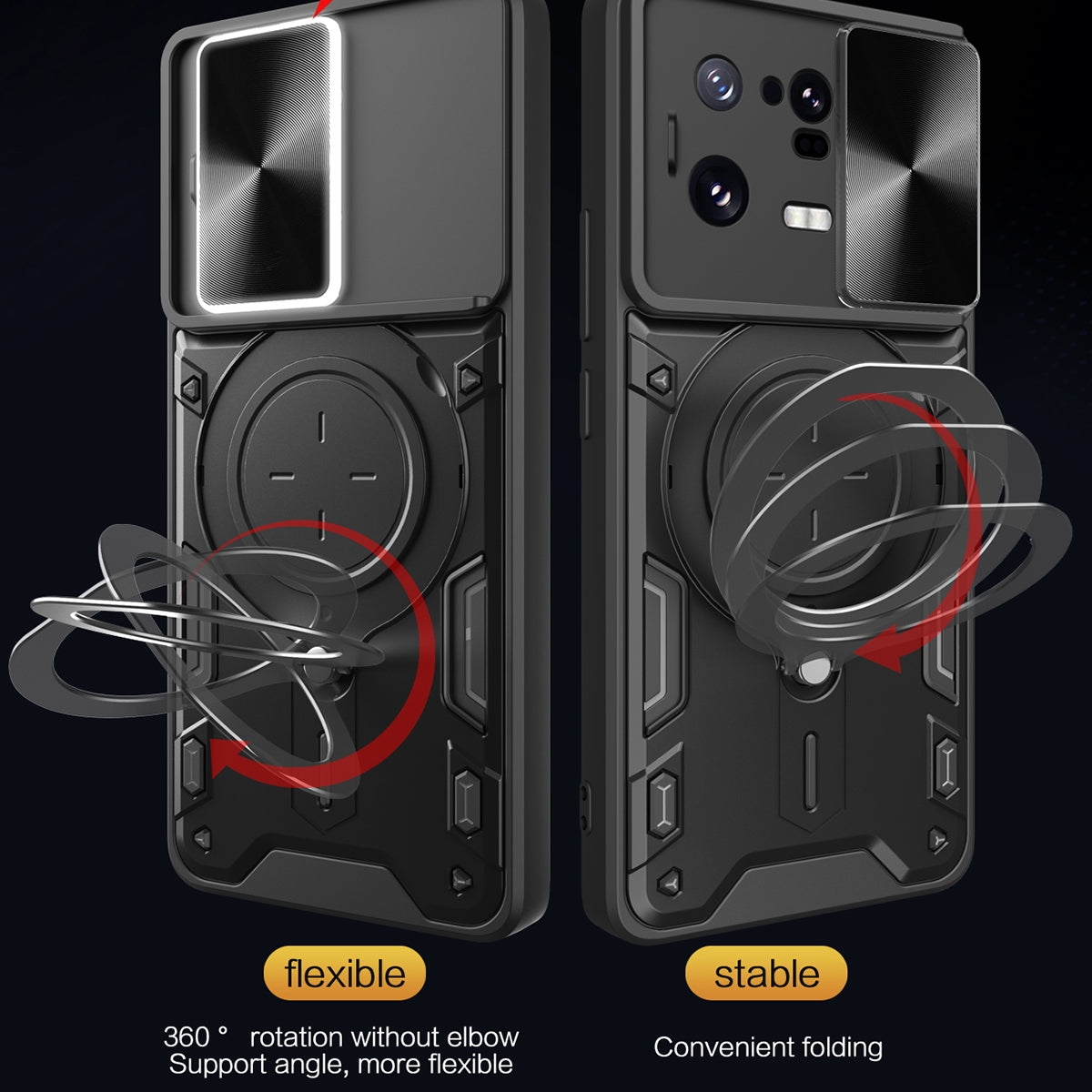 Xiaomi 13 Pro Magnetic Holder CD Texture Sliding Camshield Phone Case, TPU PC Shockproof Cover