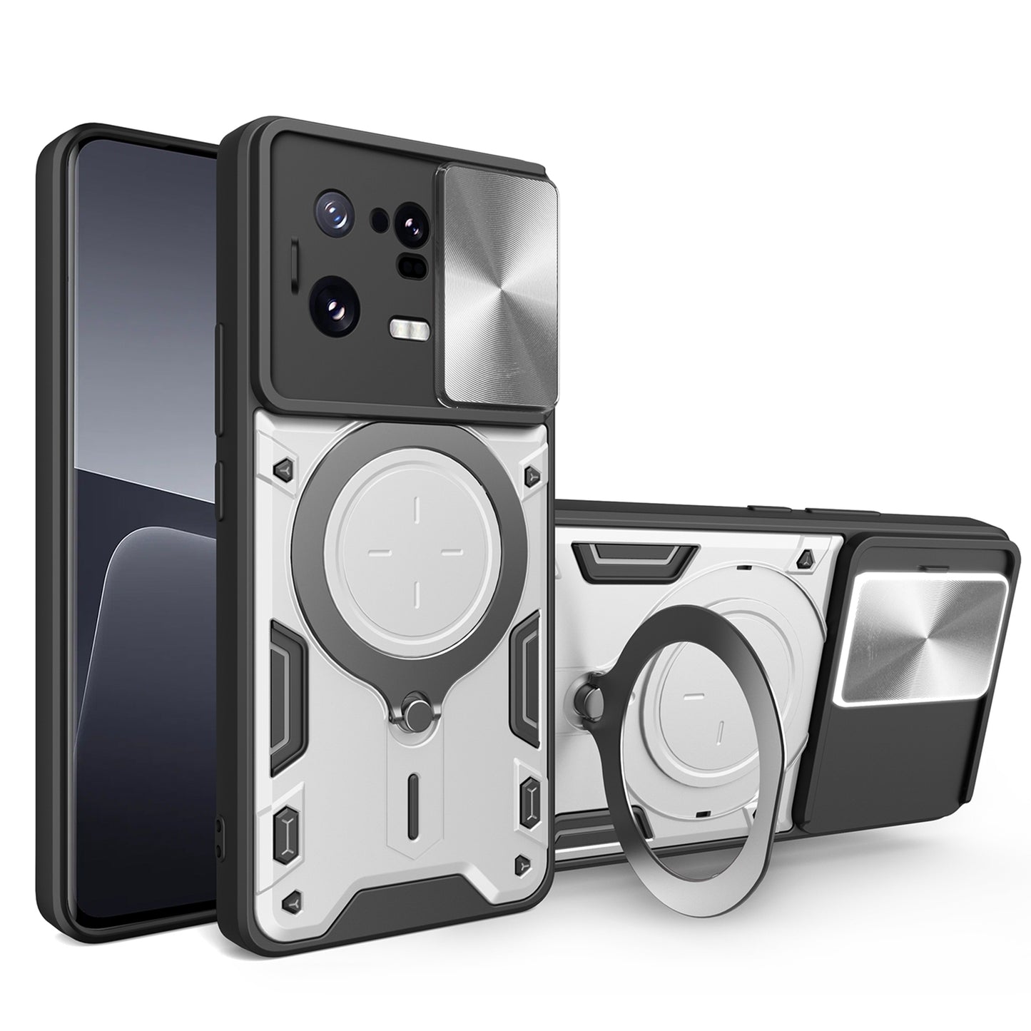 Xiaomi 13 Pro Magnetic Holder CD Texture Sliding Camshield Phone Case, TPU PC Shockproof Cover