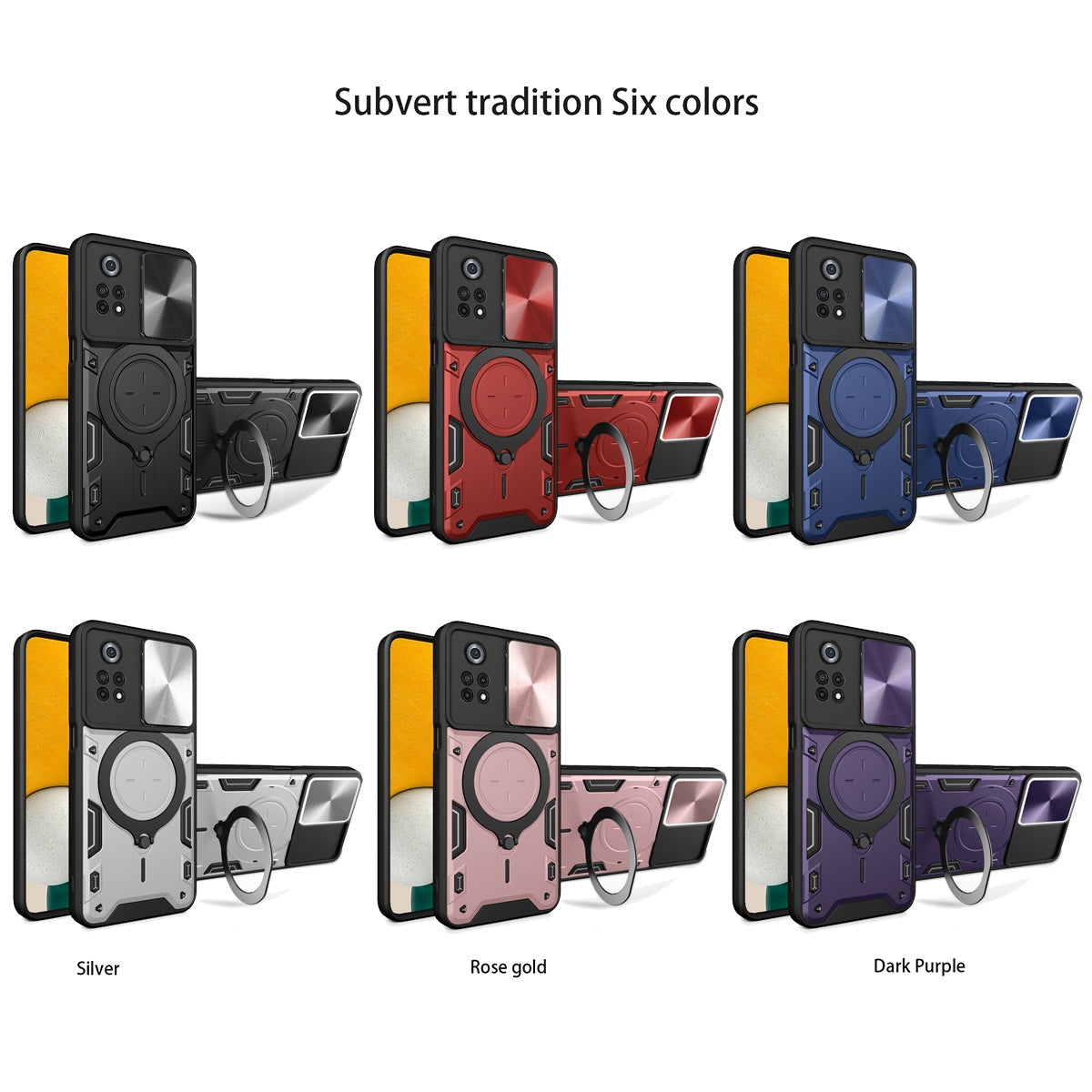 Xiaomi Poco X4 Pro 5G Magnetic Holder CD Texture Sliding Camshield Phone Case, TPU PC Shockproof Cover