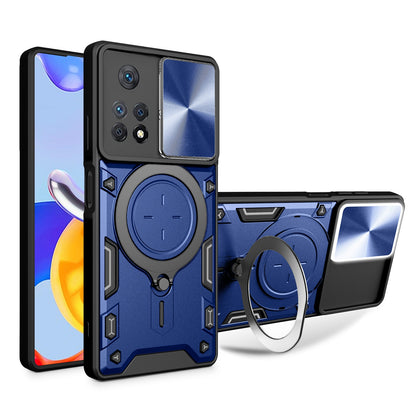 Xiaomi Redmi Note 11 Pro Magnetic Holder CD Texture Sliding Camshield Phone Case, TPU PC Shockproof Cover