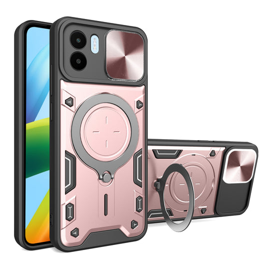 Xiaomi Redmi A1 4G Magnetic Holder CD Texture Sliding Camshield Phone Case, TPU PC Shockproof Cover