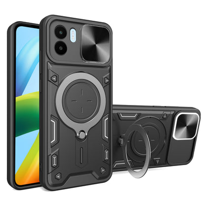 Xiaomi Redmi A1 4G Magnetic Holder CD Texture Sliding Camshield Phone Case, TPU PC Shockproof Cover