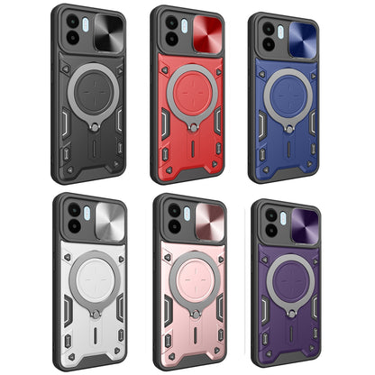 Xiaomi Redmi A1 4G Magnetic Holder CD Texture Sliding Camshield Phone Case, TPU PC Shockproof Cover