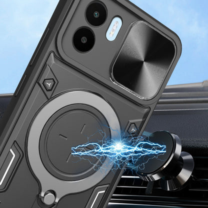 Xiaomi Redmi A1 4G Magnetic Holder CD Texture Sliding Camshield Phone Case, TPU PC Shockproof Cover