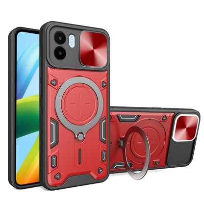 Xiaomi Redmi A1 4G Magnetic Holder CD Texture Sliding Camshield Phone Case, TPU PC Shockproof Cover