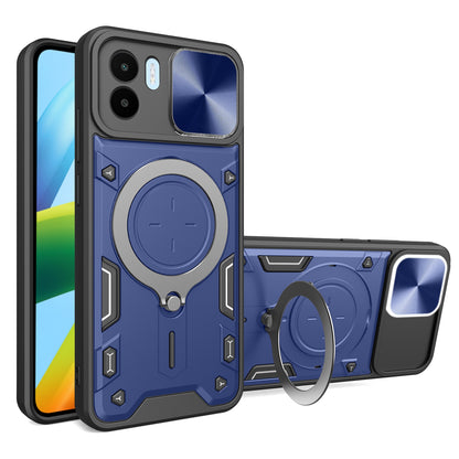Xiaomi Redmi A1 4G Magnetic Holder CD Texture Sliding Camshield Phone Case, TPU PC Shockproof Cover