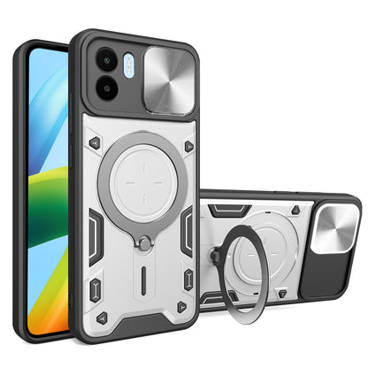 Xiaomi Redmi A1 4G Magnetic Holder CD Texture Sliding Camshield Phone Case, TPU PC Shockproof Cover