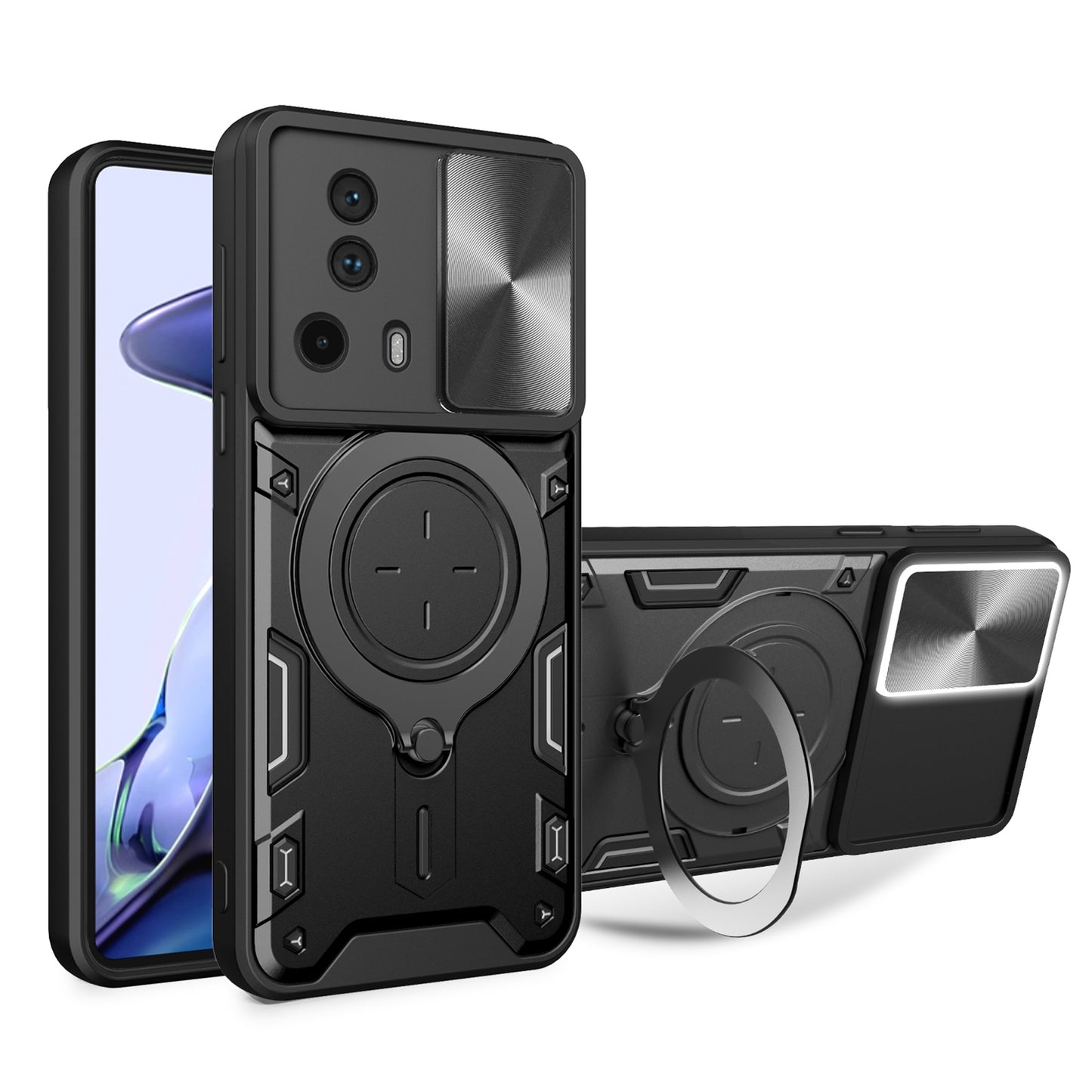 Xiaomi Civi 2 5G Magnetic Holder CD Texture Sliding Camshield Phone Case, TPU PC Shockproof Cover