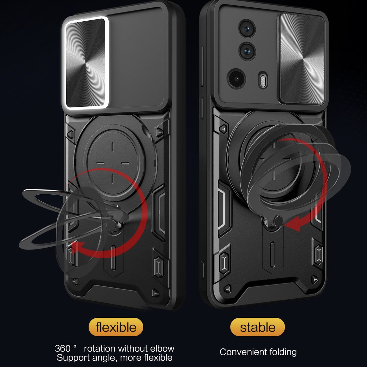 Xiaomi 13 Lite Magnetic Holder CD Texture Sliding Camshield Phone Case, TPU PC Shockproof Cover