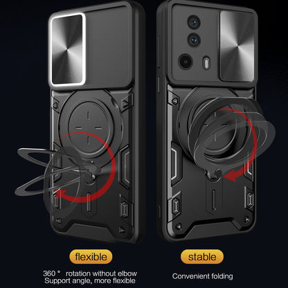 Xiaomi 13 Lite Magnetic Holder CD Texture Sliding Camshield Phone Case, TPU PC Shockproof Cover