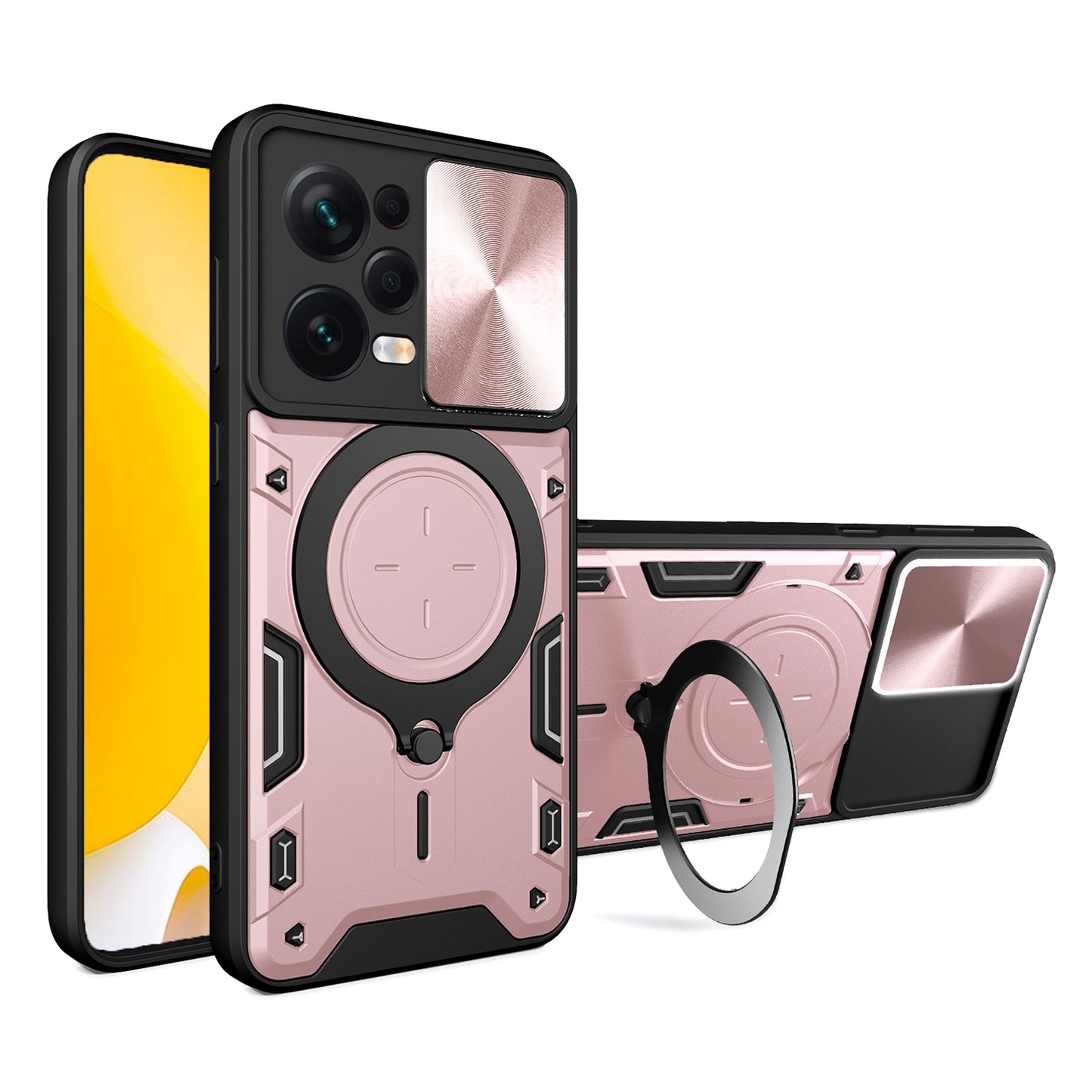 Xiaomi Redmi Note 12 Pro 5G Magnetic Holder CD Texture Sliding Camshield Phone Case, TPU PC Shockproof Cover