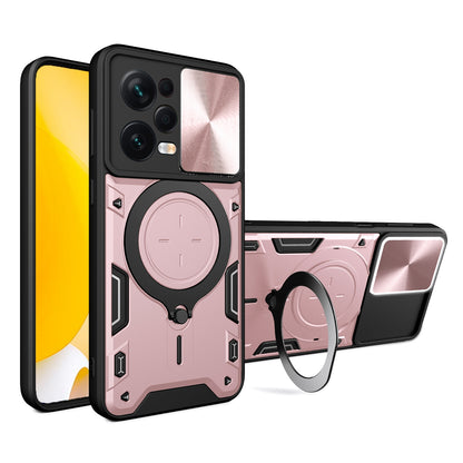 Xiaomi Redmi Note 12 Pro 5G Magnetic Holder CD Texture Sliding Camshield Phone Case, TPU PC Shockproof Cover