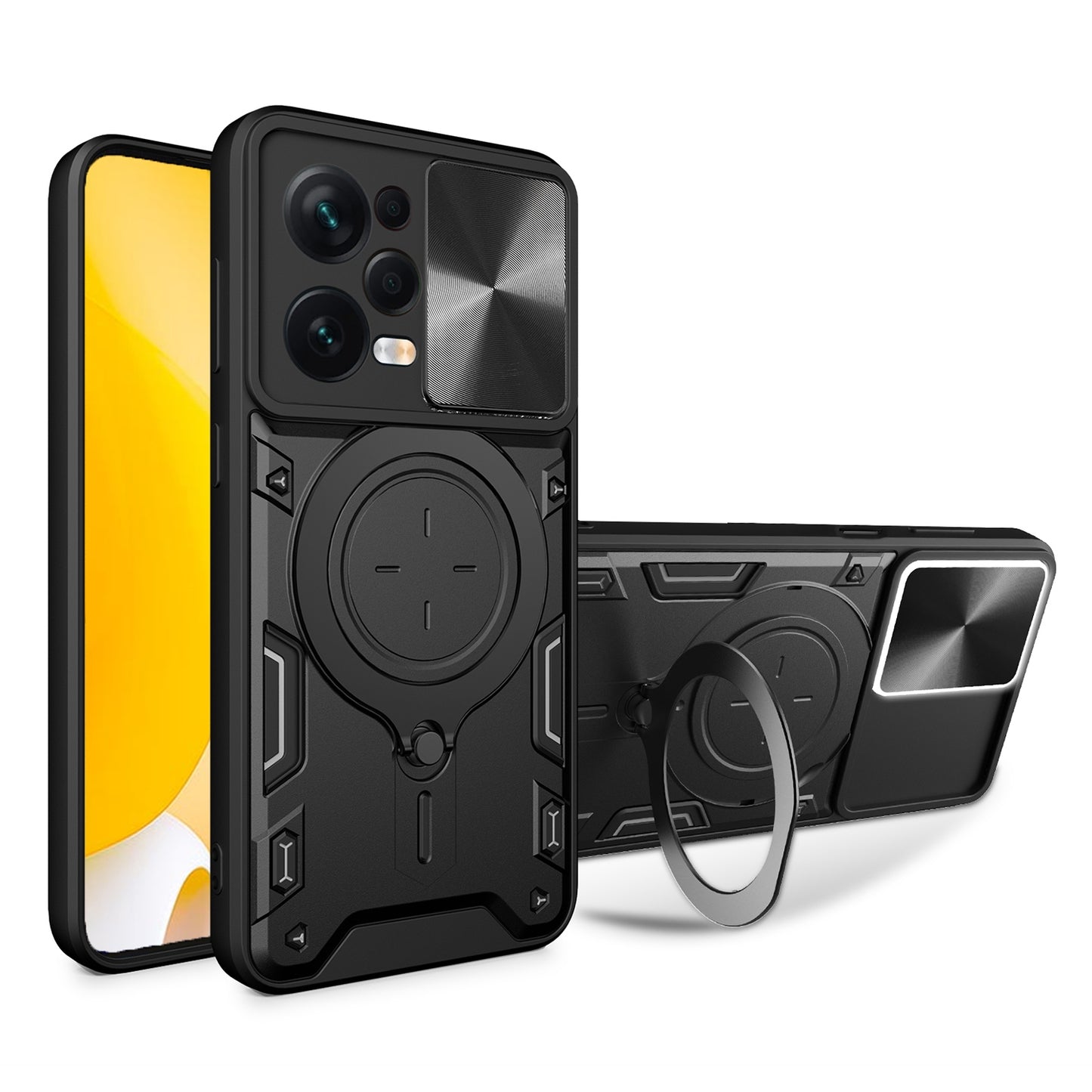 Xiaomi Redmi Note 12 Pro 5G Magnetic Holder CD Texture Sliding Camshield Phone Case, TPU PC Shockproof Cover