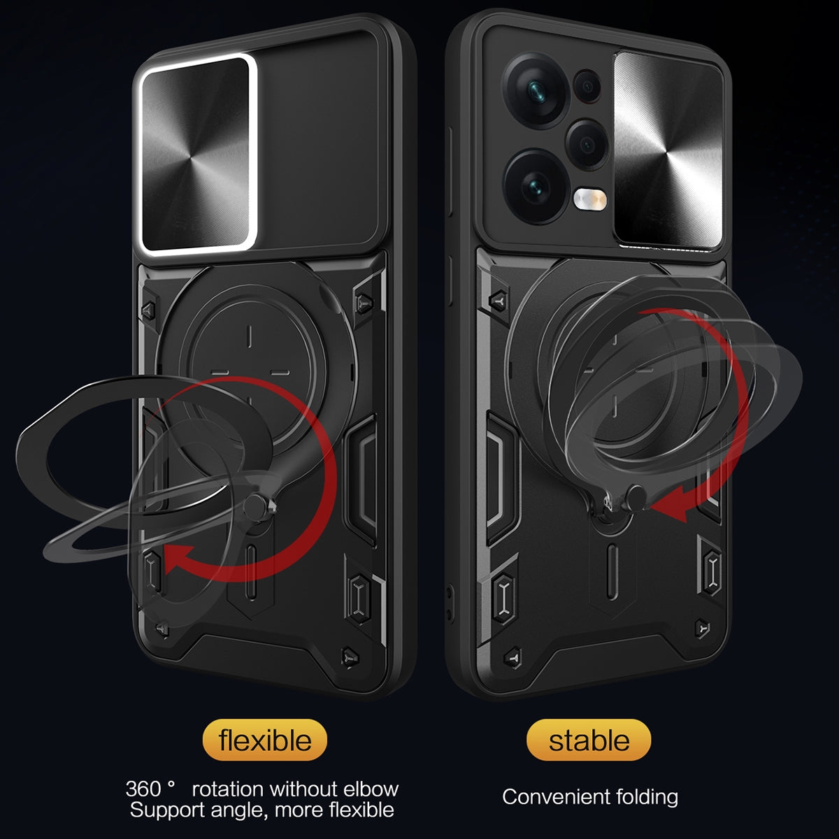Xiaomi Redmi Note 12 Pro 5G Magnetic Holder CD Texture Sliding Camshield Phone Case, TPU PC Shockproof Cover
