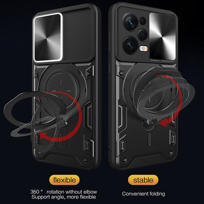 Xiaomi Redmi Note 12 Pro 5G Magnetic Holder CD Texture Sliding Camshield Phone Case, TPU PC Shockproof Cover