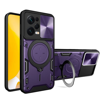 Xiaomi Redmi Note 12 Pro 5G Magnetic Holder CD Texture Sliding Camshield Phone Case, TPU PC Shockproof Cover