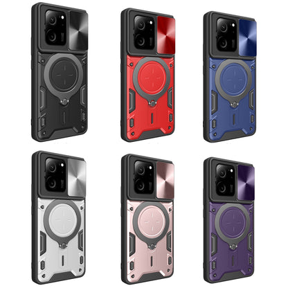 Xiaomi Redmi K60 Ultra Magnetic Holder CD Texture Sliding Camshield Phone Case, TPU PC Shockproof Cover