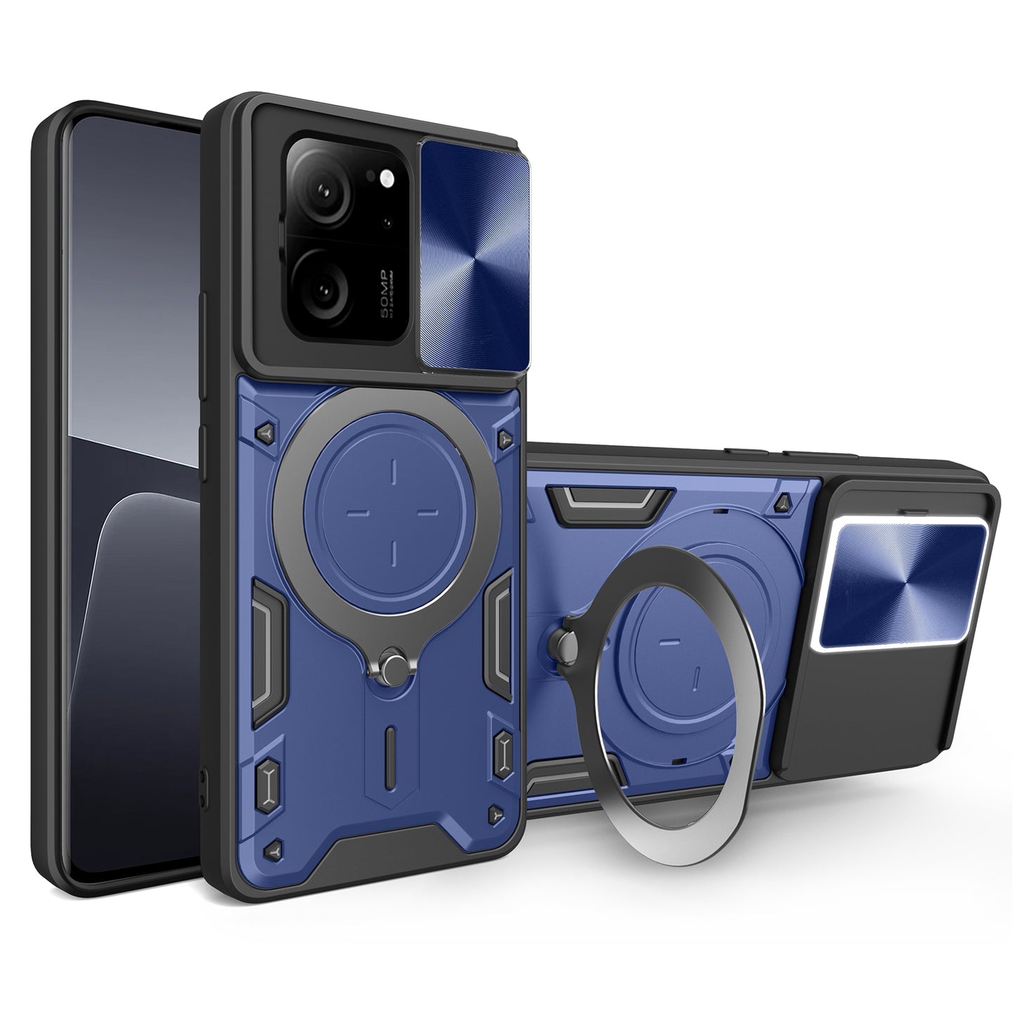 Xiaomi Redmi K60 Ultra Magnetic Holder CD Texture Sliding Camshield Phone Case, TPU PC Shockproof Cover